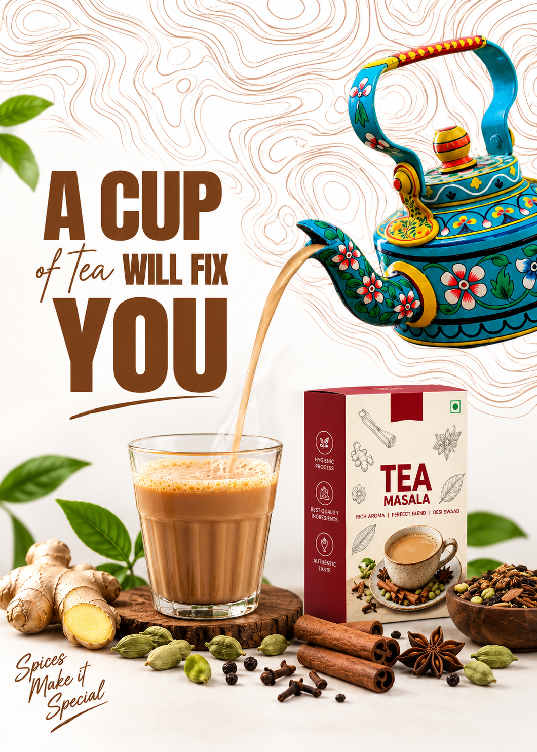 Marrvaadi Spices Tea Masala with Painted Kettle